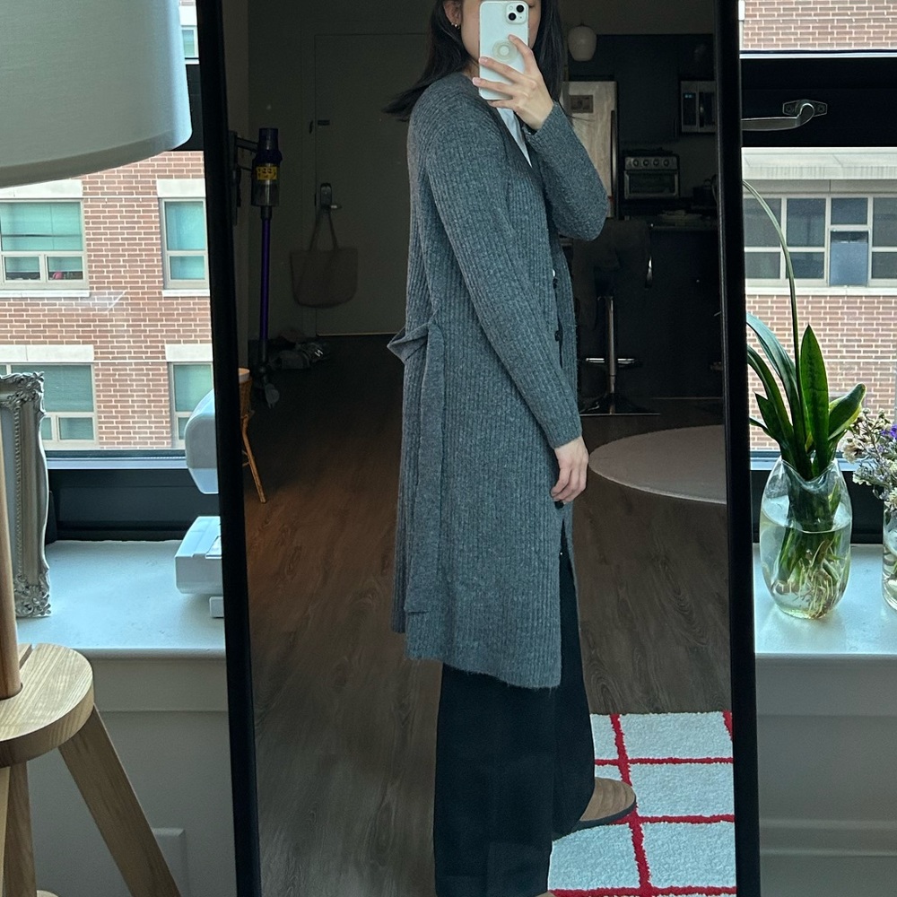 Grey Ribbed Cardigan - Picture 5 of 6